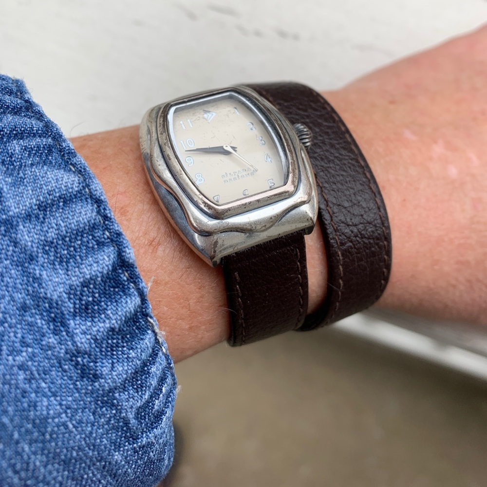Silpada Brown Leather Wrap Strap Band Watch